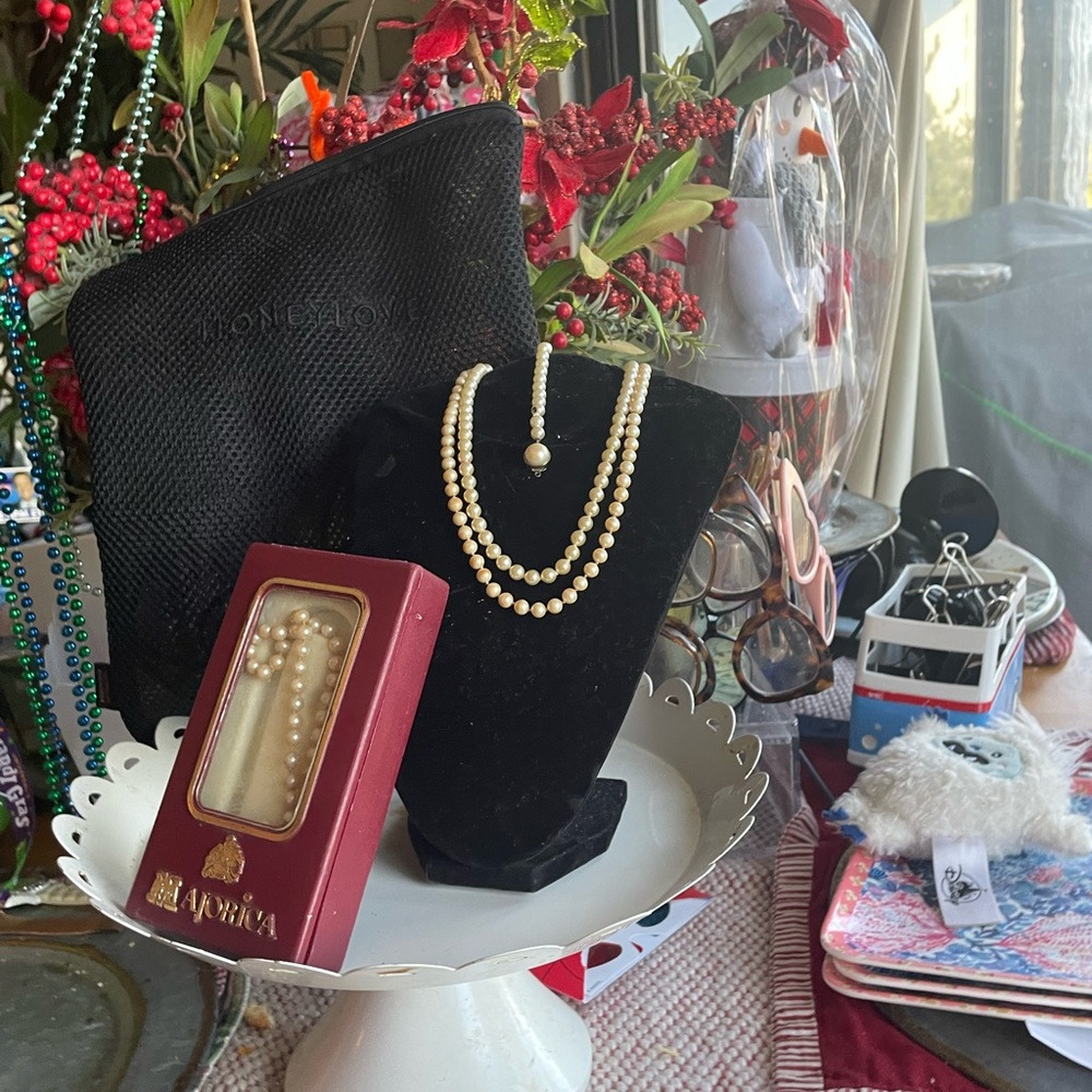 Monet Pearl Necklace and Earring Set